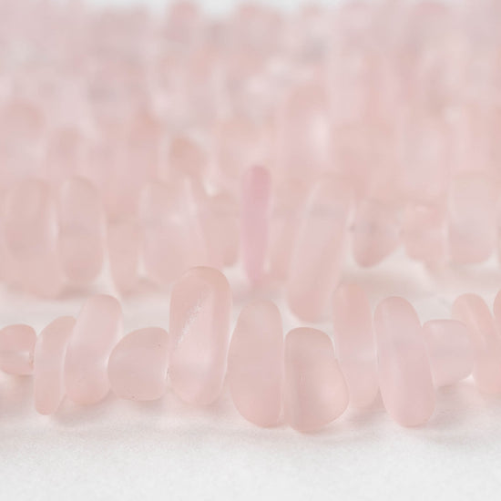 Frosted Glass Pebbles - Pink  - 50 Beads