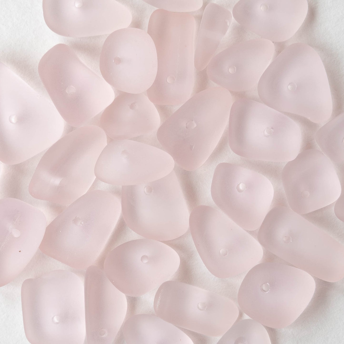 Frosted Glass Pebbles - Pink  - 50 Beads