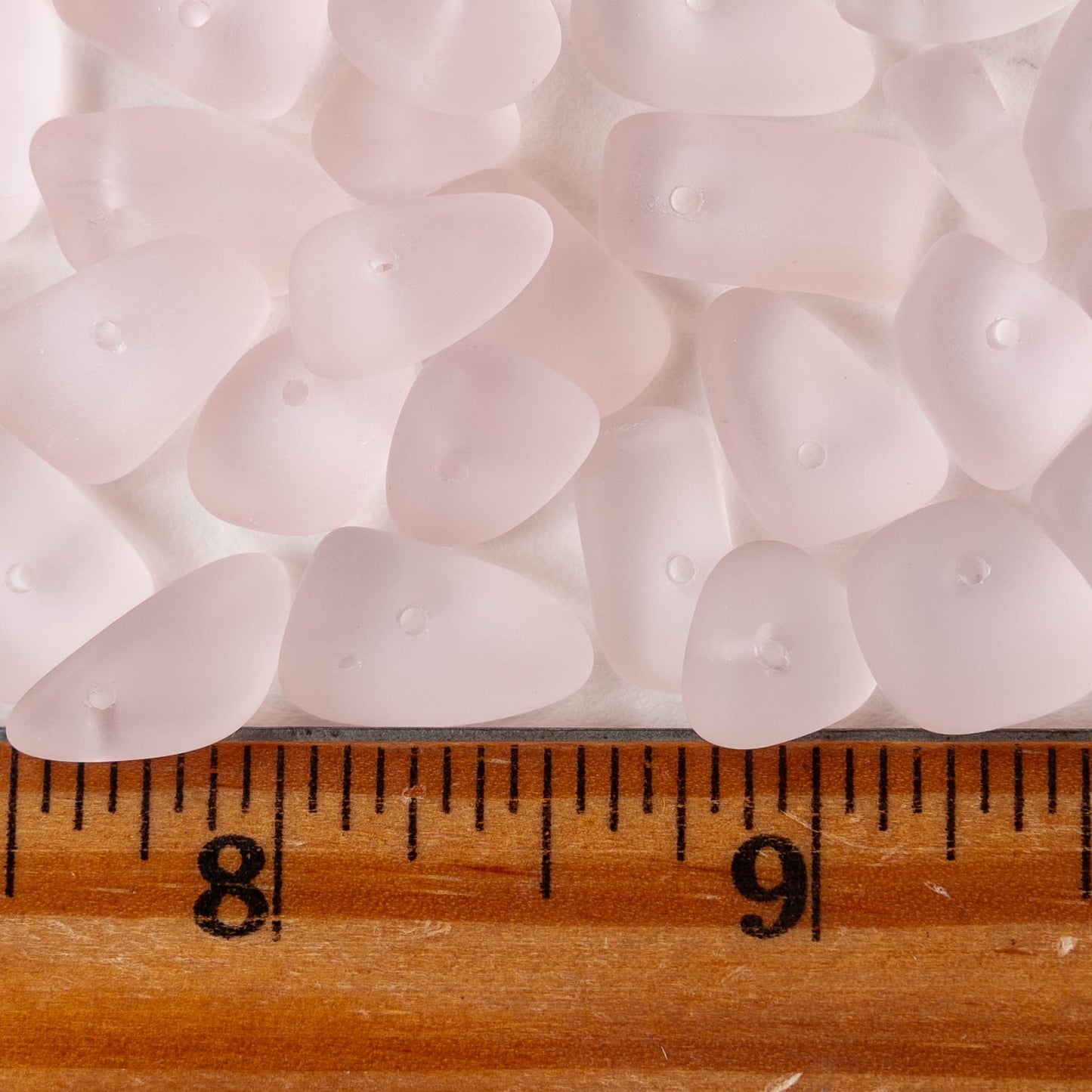 Frosted Glass Pebbles - Pink  - 50 Beads