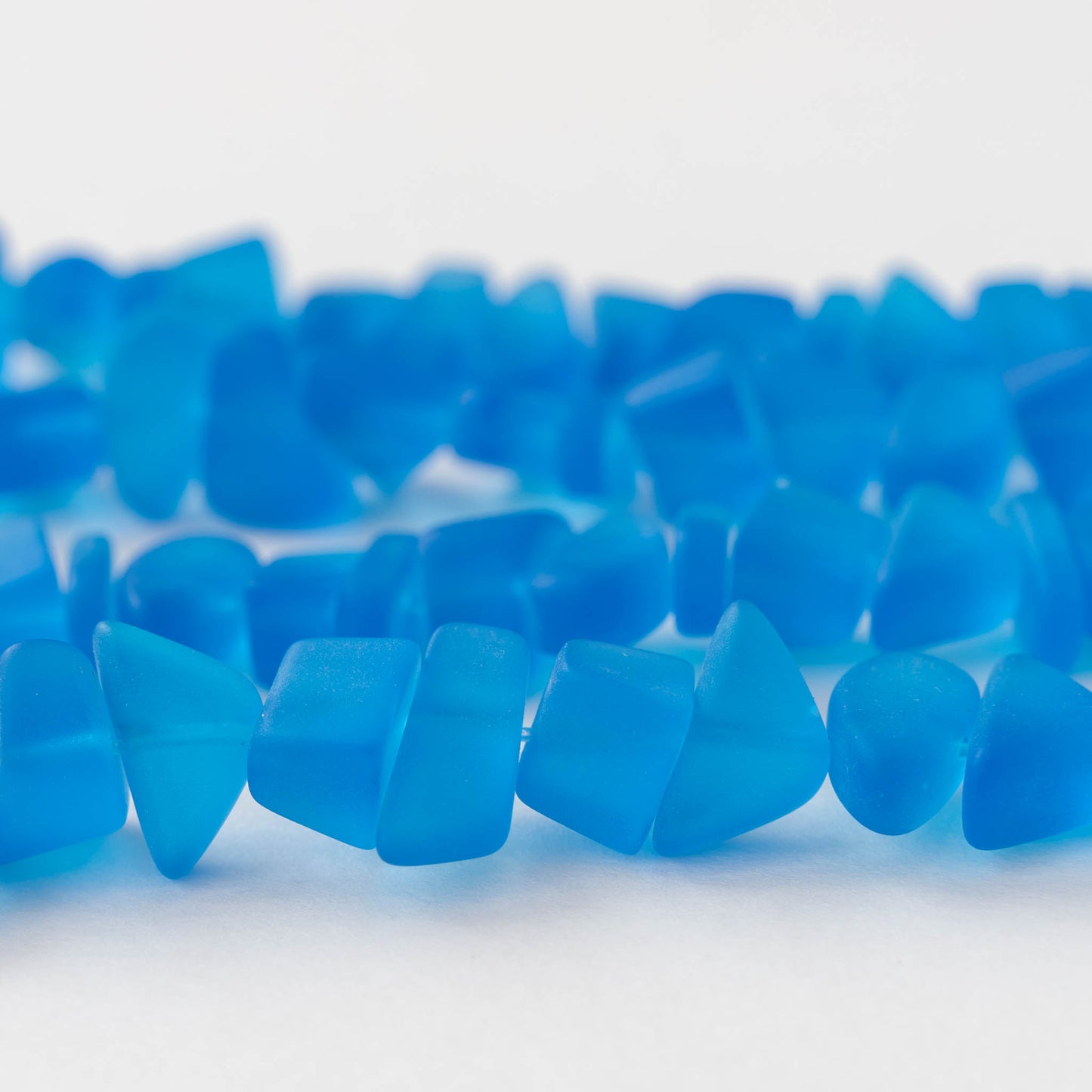 Frosted Glass Pebbles - Aqua - 30 Beads