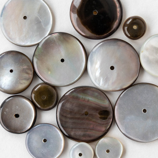 Graduated Abalone Disk Beads - 14 beads