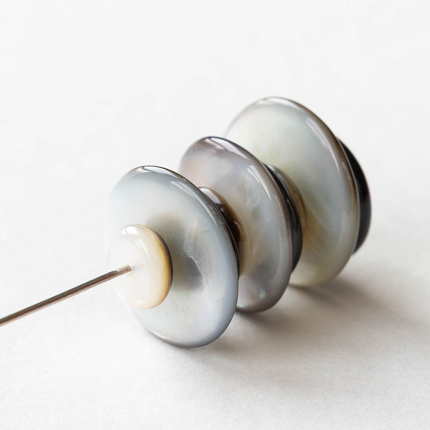 Graduated Abalone Disk Beads - 14 beads