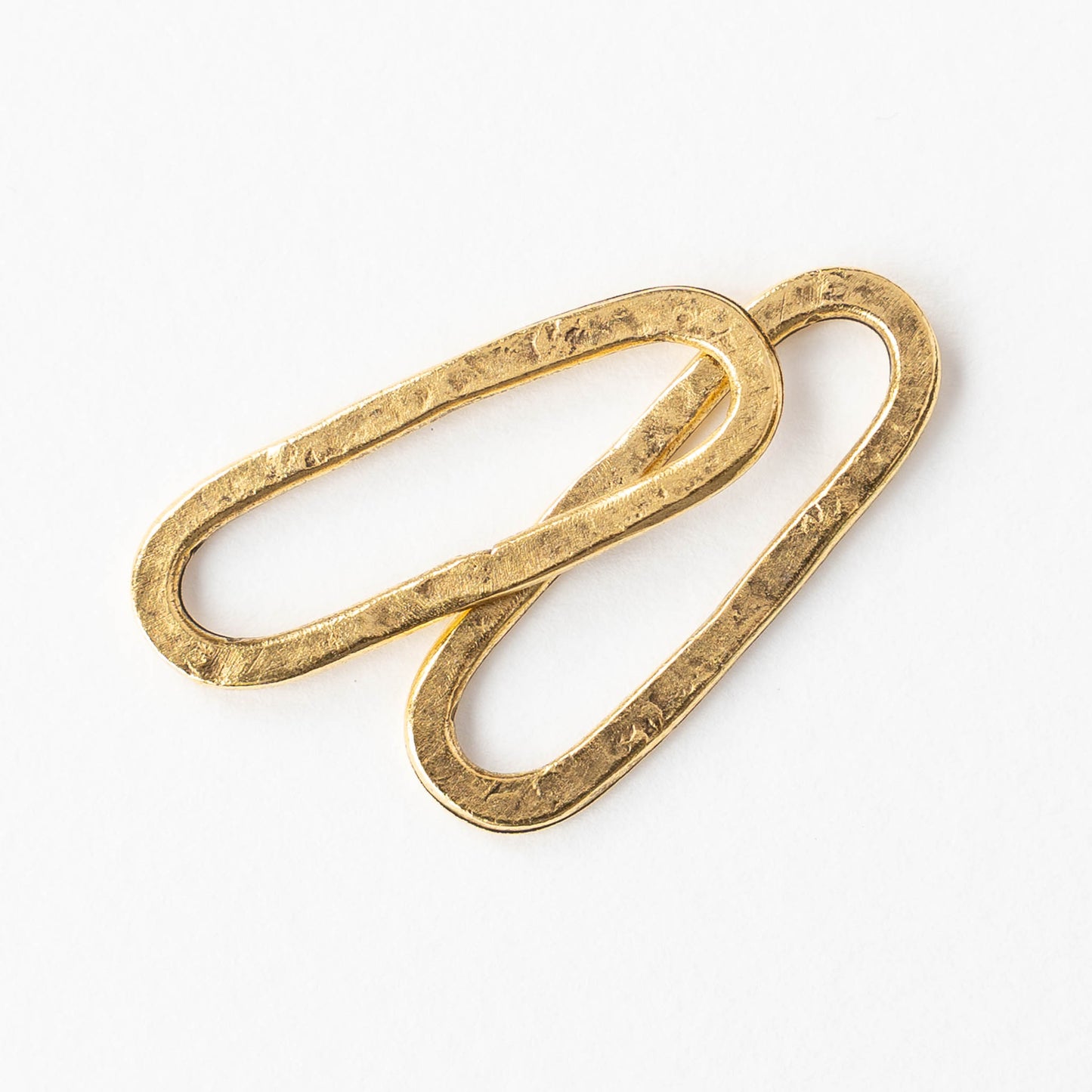 30x11mm Hammered Elongated Oval Hoop - 24k Gold Plated - 1, 2 or 6 pieces