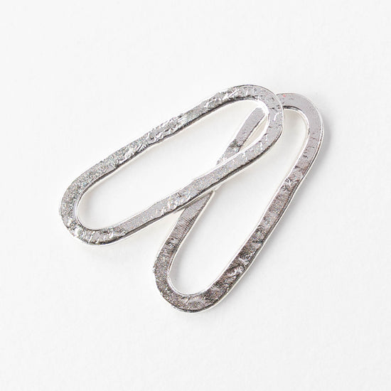 30x11mm Hammered Elongated Oval Hoop - Silver Plated - 1, 2 or 6 pieces