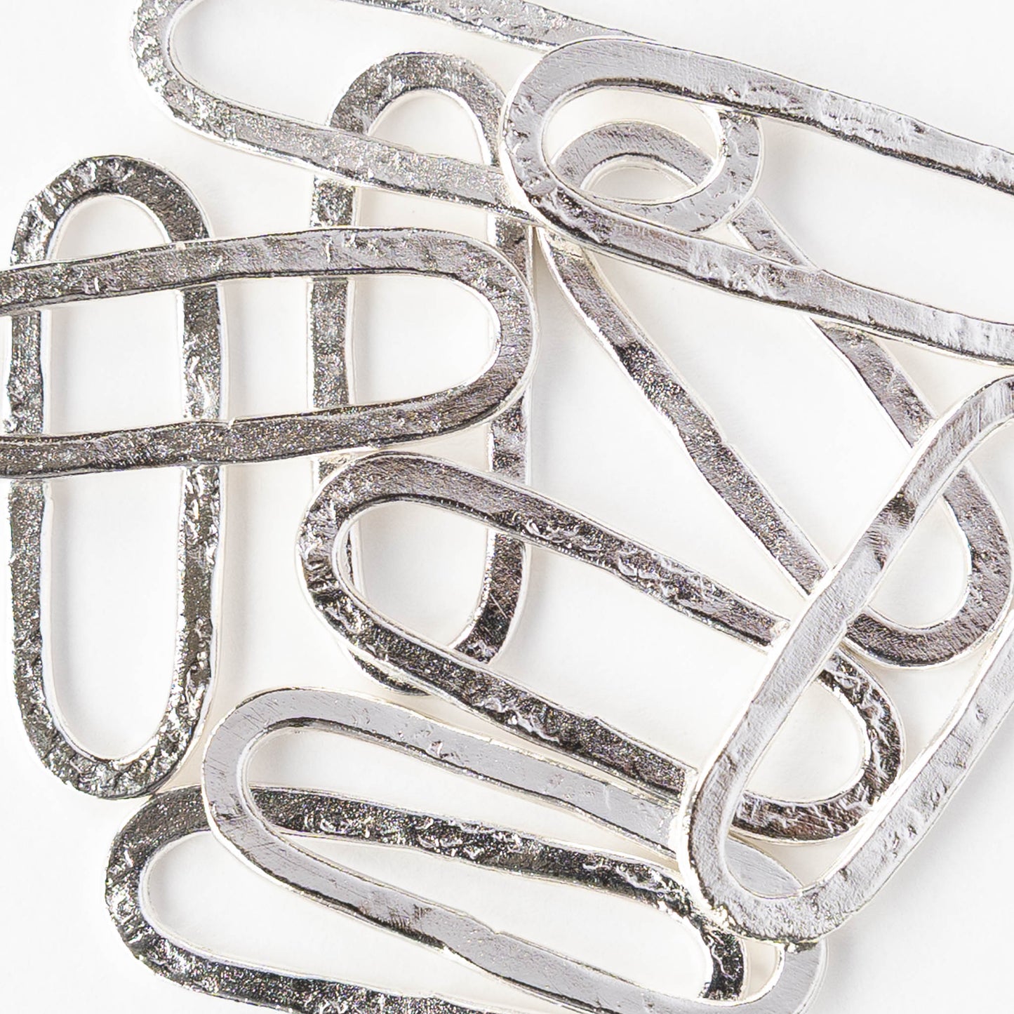30x11mm Hammered Elongated Oval Hoop - Silver Plated - 1, 2 or 6 pieces