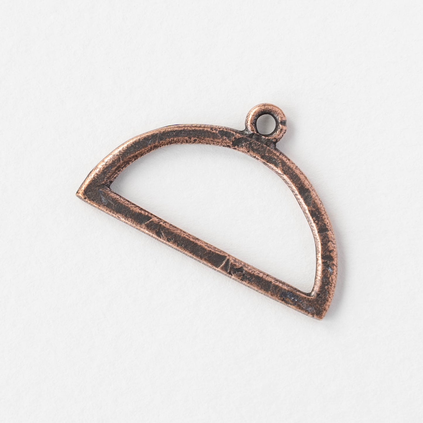 30mm Hammered Flat Half Circle Pendant - Copper Plated - 1, 2 or 6 pieces