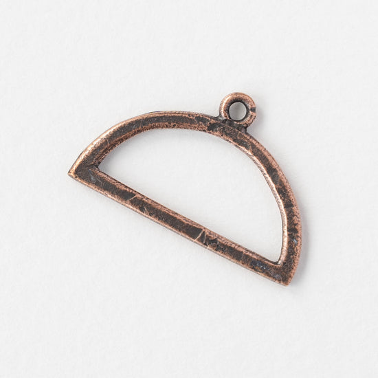 30mm Hammered Flat Half Circle Pendant - Copper Plated - 1, 2 or 6 pieces