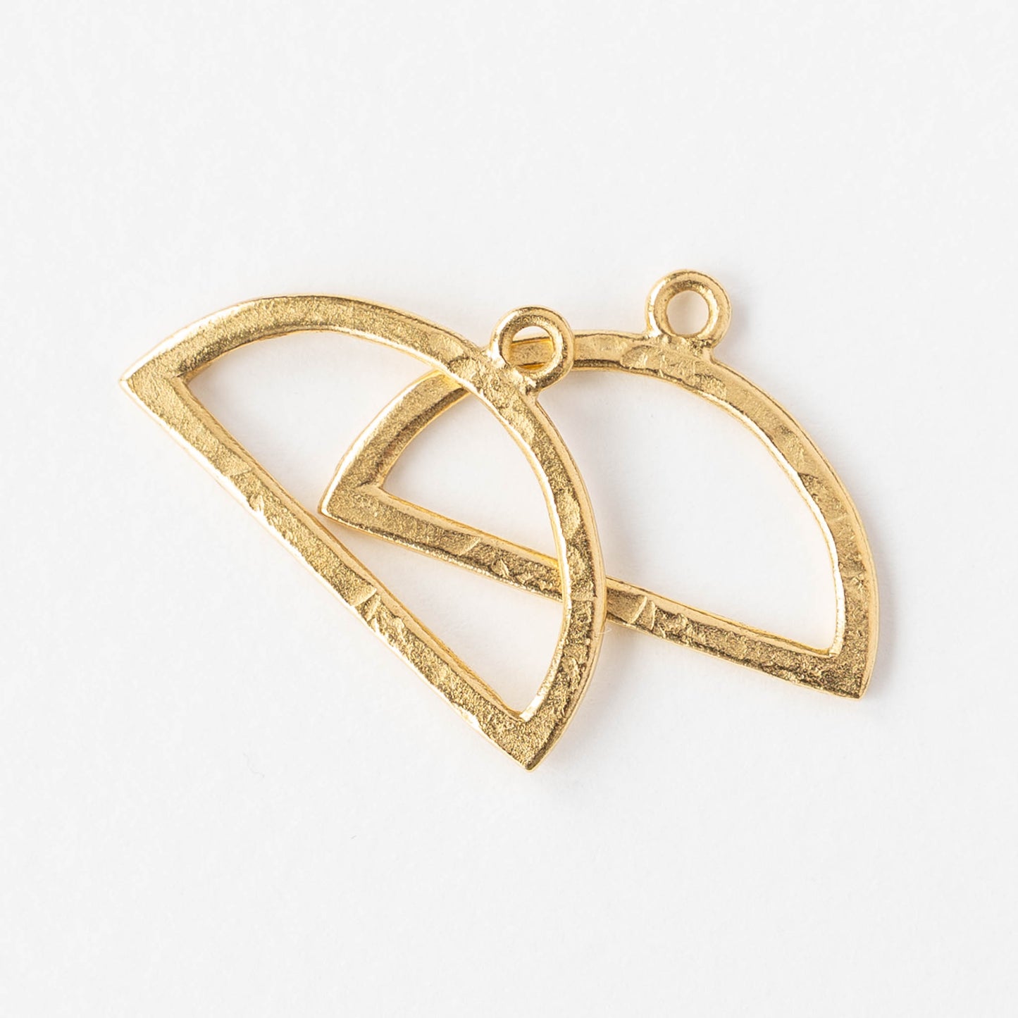 30mm Hammered Flat Half Circle Pendant - 24k Gold Plated - 1, 2 or 6 pieces