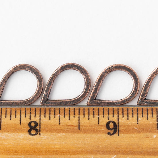 Hammered Drop Hoop - Copper Plated - 2 or 6 pieces