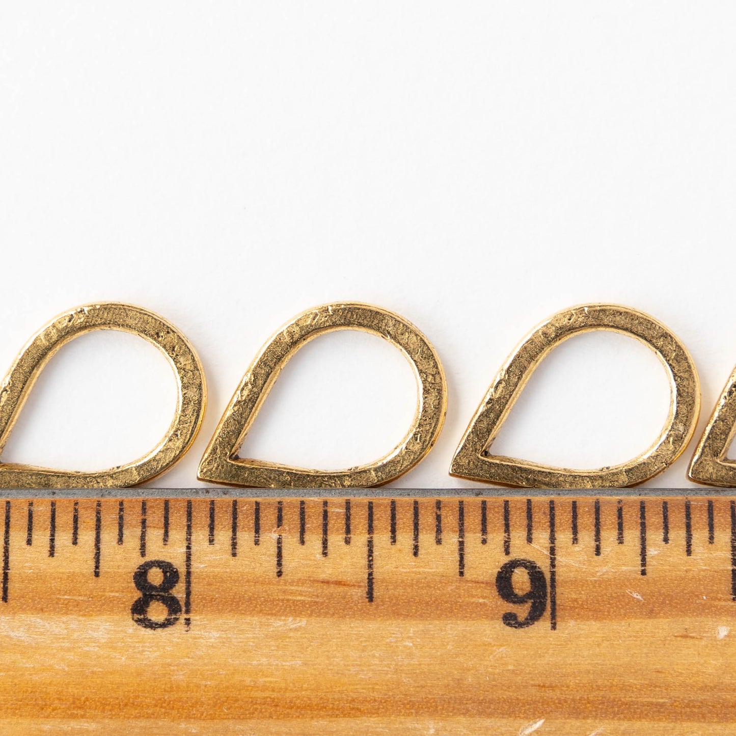 Hammered Drop Hoop - 24k Gold Plated - 2 or 6 pieces