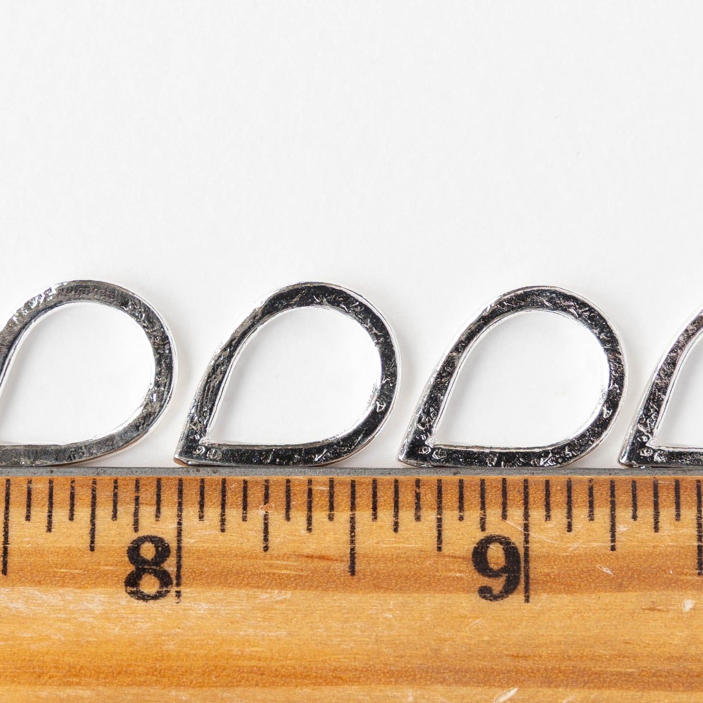 Hammered Drop Hoop - Silver Plated - 2 or 6 pieces