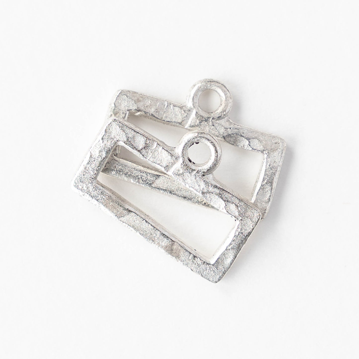 Hammered Rectangle Open Pendant - Silver Plated - 1, 2 or 6 pieces