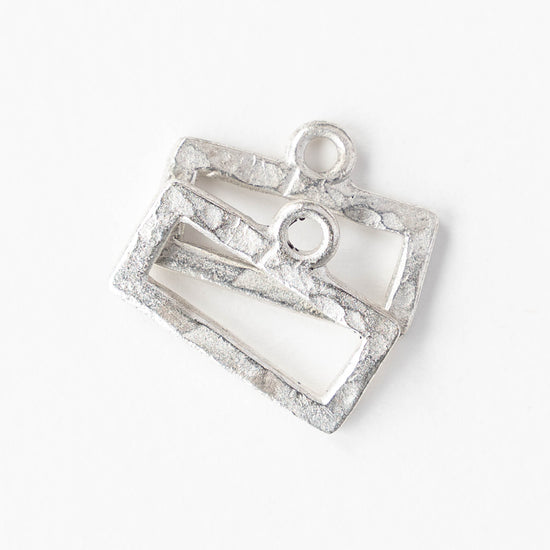 Hammered Rectangle Open Pendant - Silver Plated - 1, 2 or 6 pieces