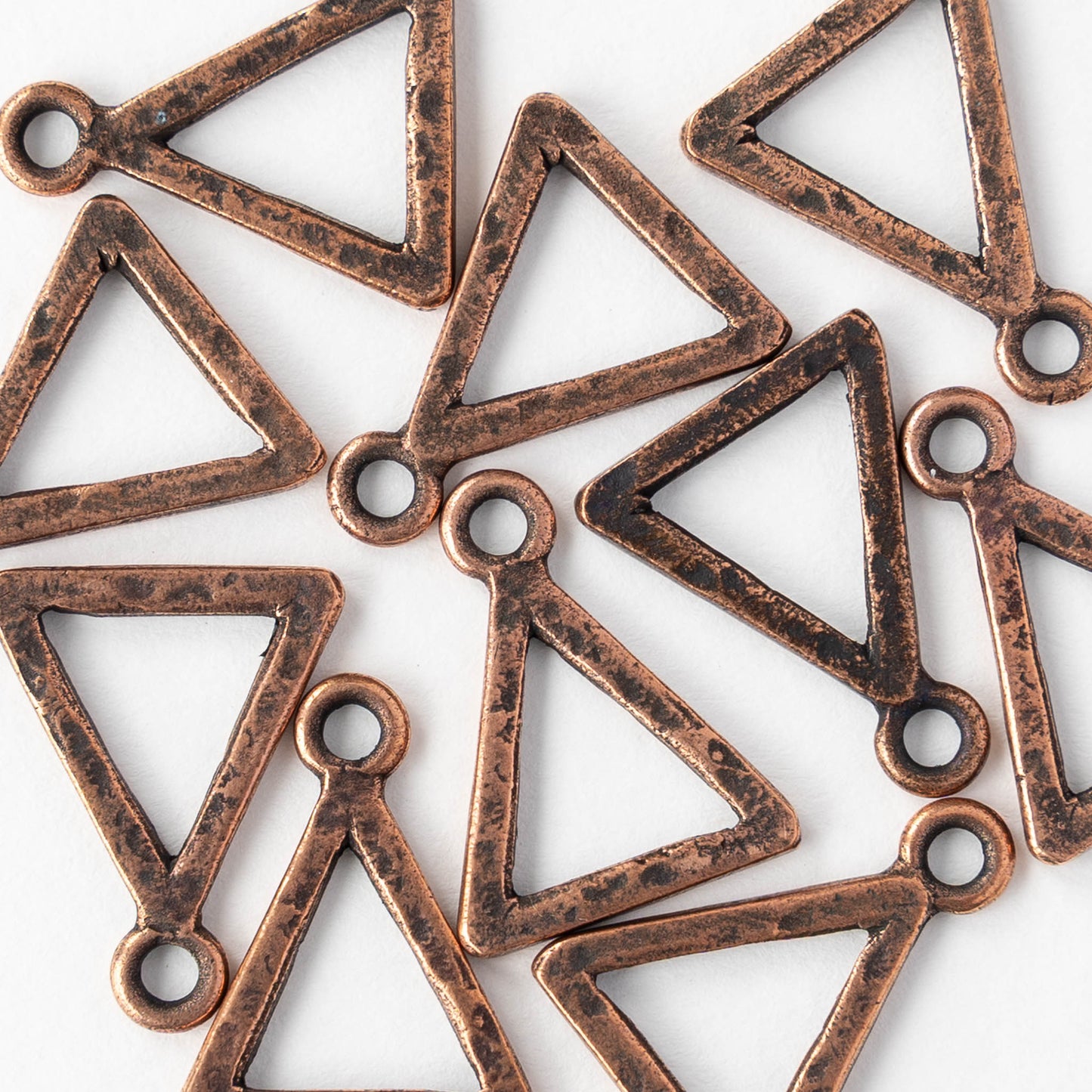Hammered Triangle Open Pendant - Copper Plated - 1, 2 or 6 pieces