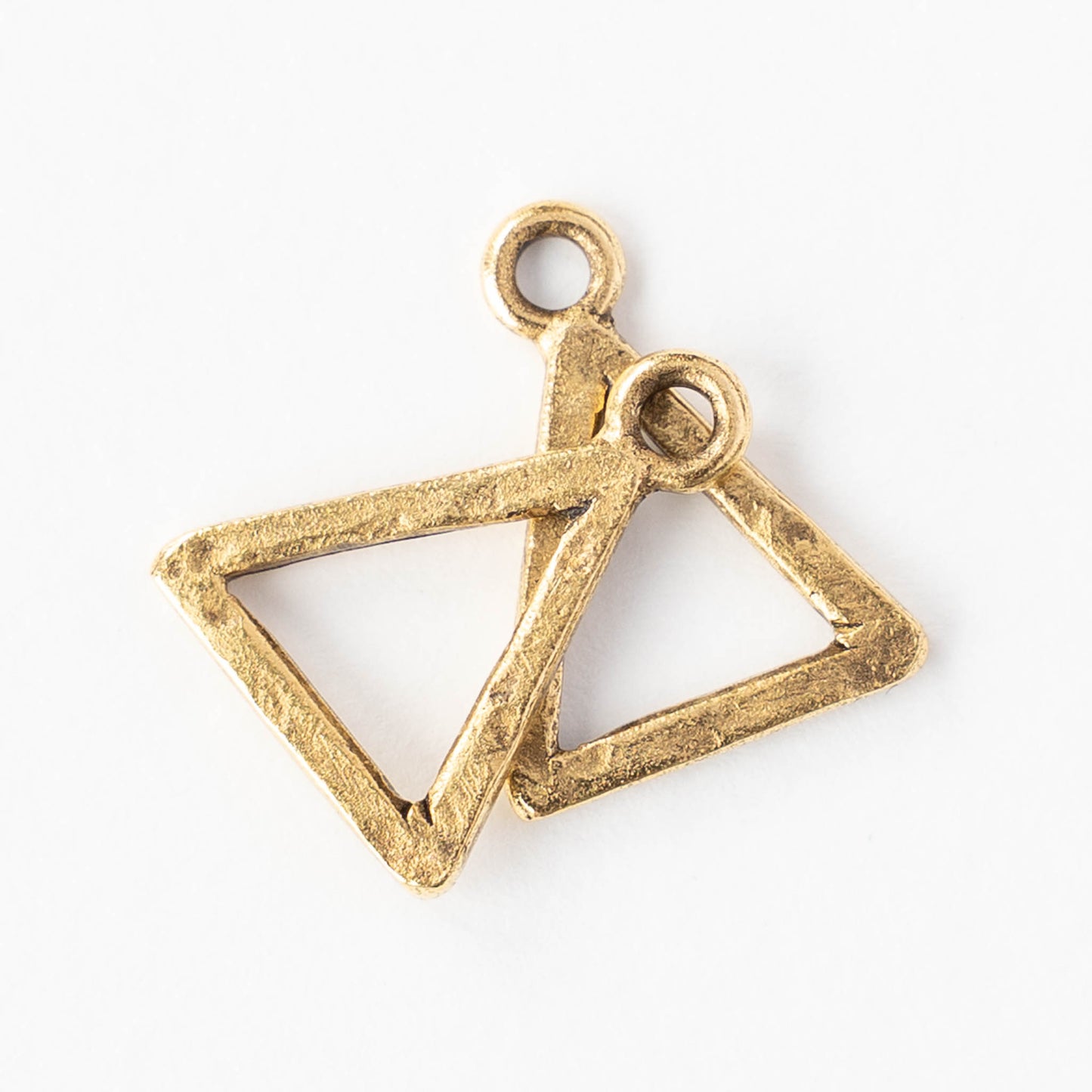 18x14mm Hammered Triangle Open Pendant - 24k Gold Plated - 1, 2 or 6 pieces