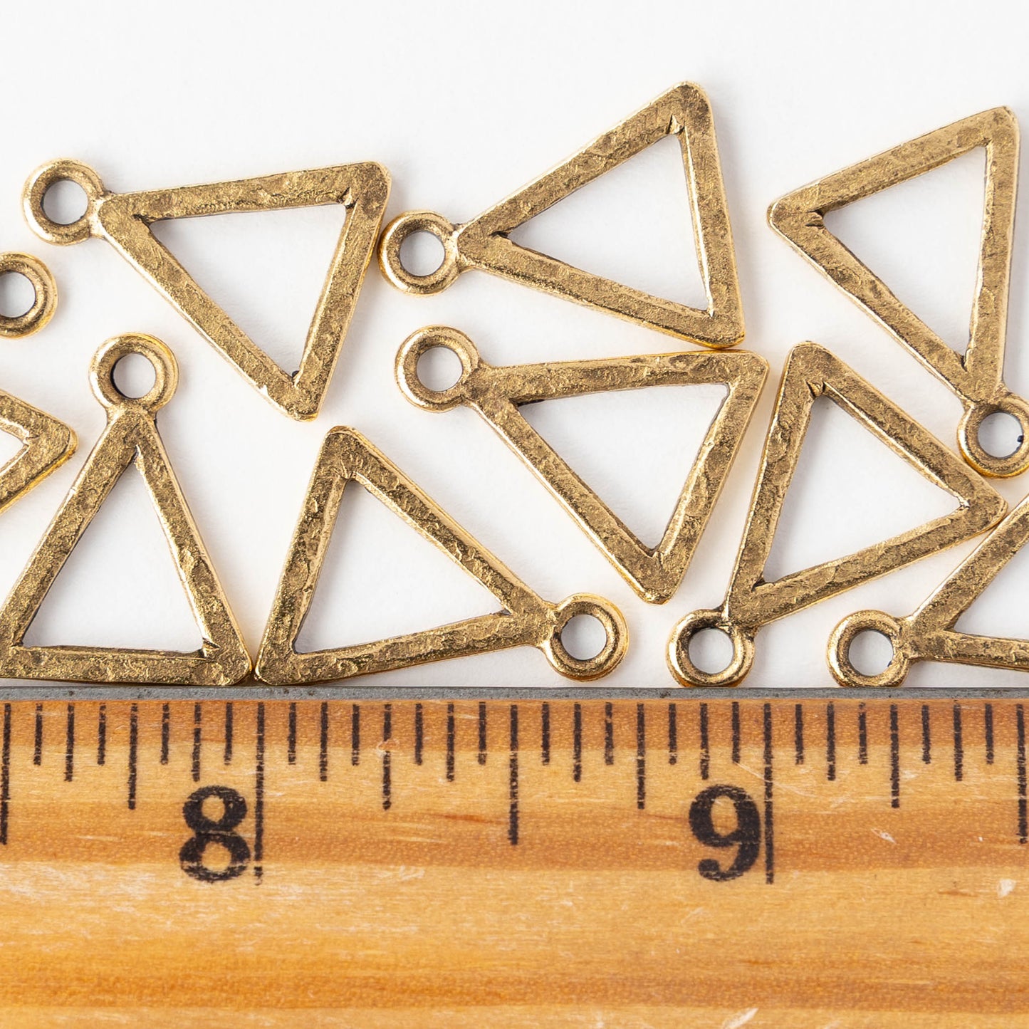 18x14mm Hammered Triangle Open Pendant - 24k Gold Plated - 1, 2 or 6 pieces