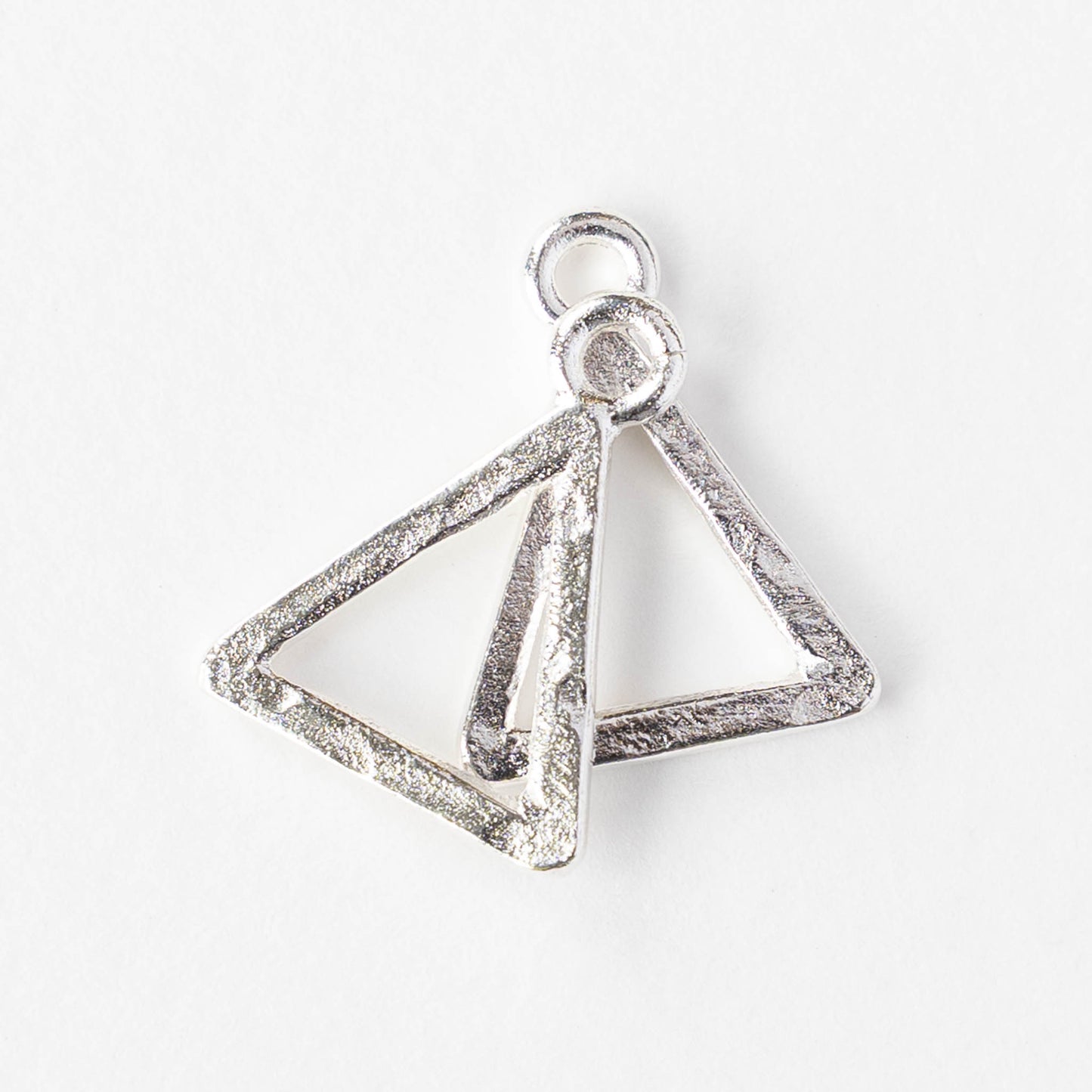 Hammered Triangle Open Pendant - Silver Plated - 1, 2 or 6 pieces
