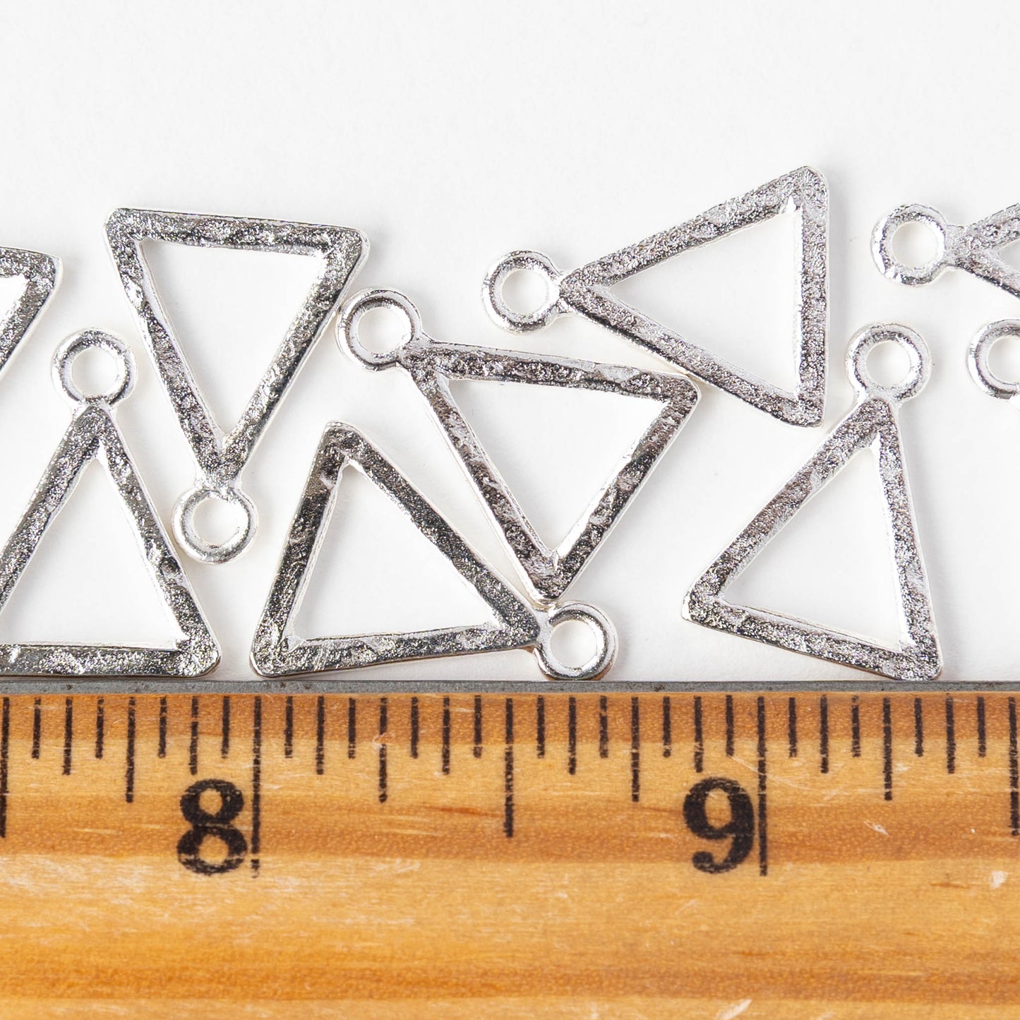 Hammered Triangle Open Pendant - Silver Plated - 1, 2 or 6 pieces