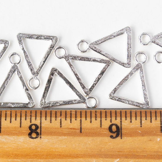 Hammered Triangle Open Pendant - Silver Plated - 1, 2 or 6 pieces