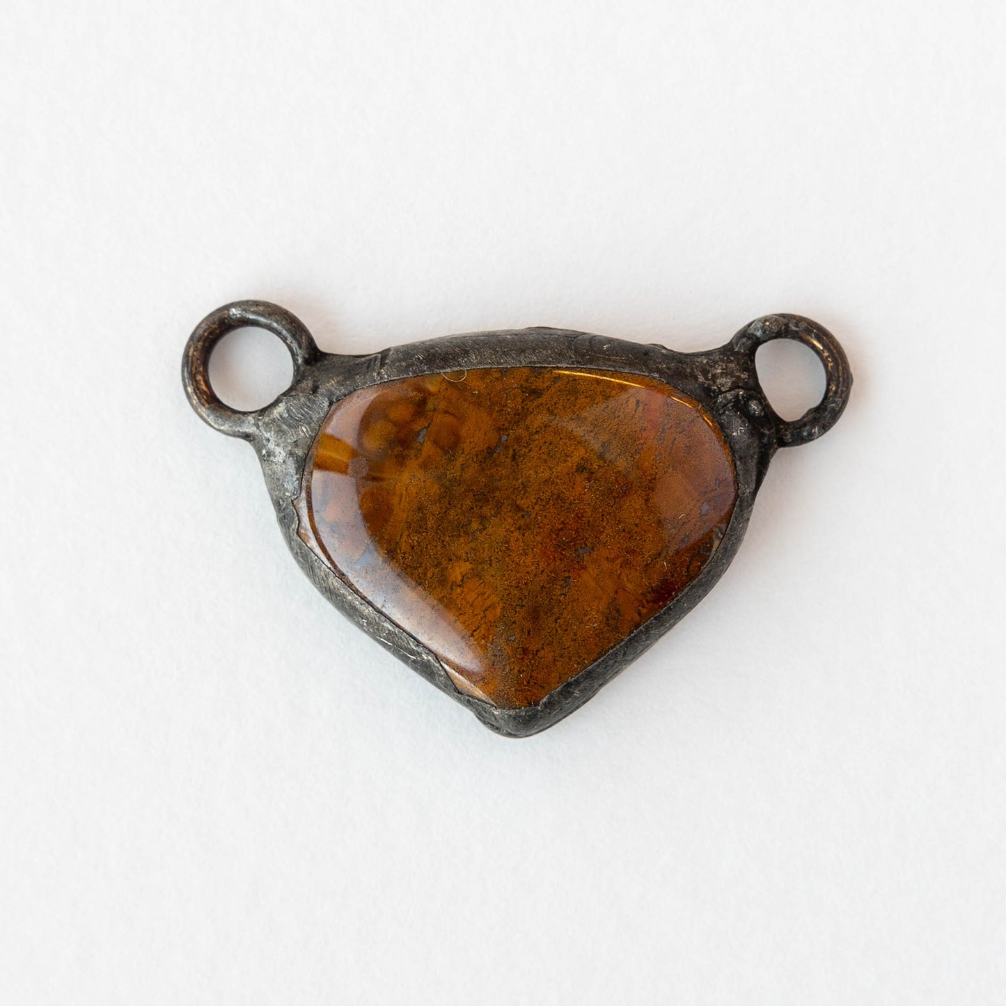OOAK Stone Heart Pendant - Amber - 1 piece