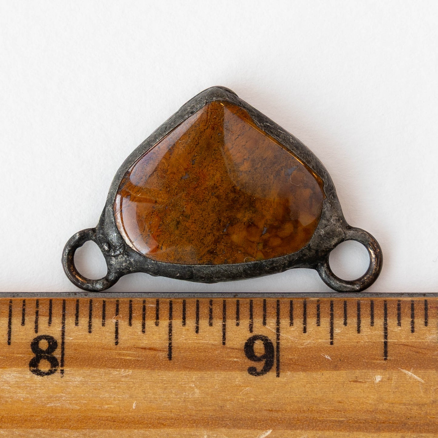 OOAK Stone Heart Pendant - Amber - 1 piece