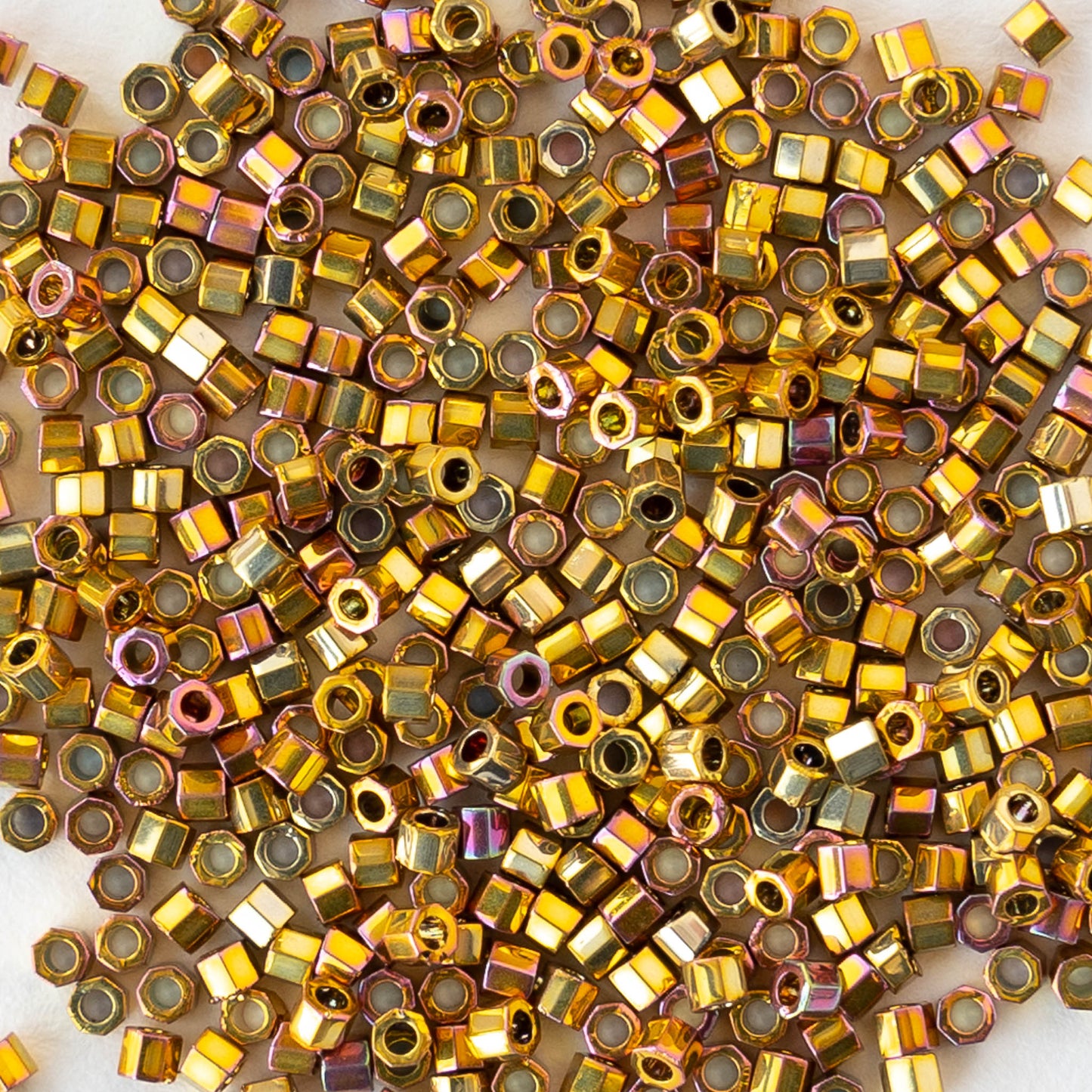 1mm Delica Hex Cut Seed Beads - 24K Gold Iris - 2.5 grams