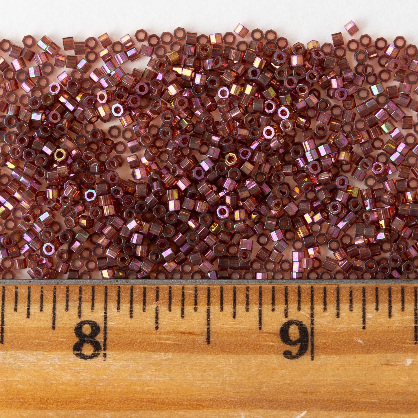 1mm Delica Hex Cut Seed Beads - Red Gold Iris - 5 grams