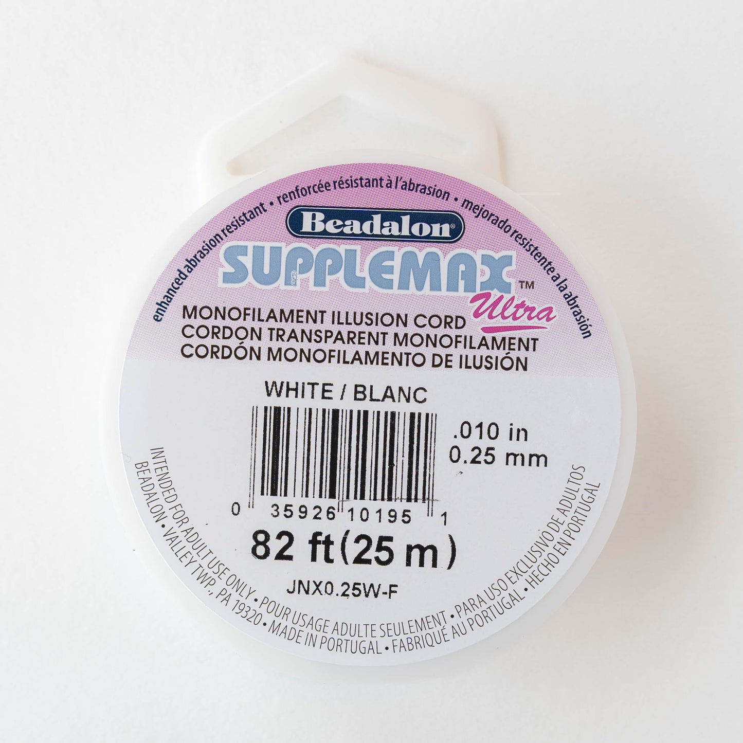 Beadalon Supplemax Ultra Illusion Cord - White - .25mm - 82 ft