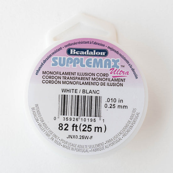 Beadalon Supplemax Ultra Illusion Cord - White - .25mm - 82 ft