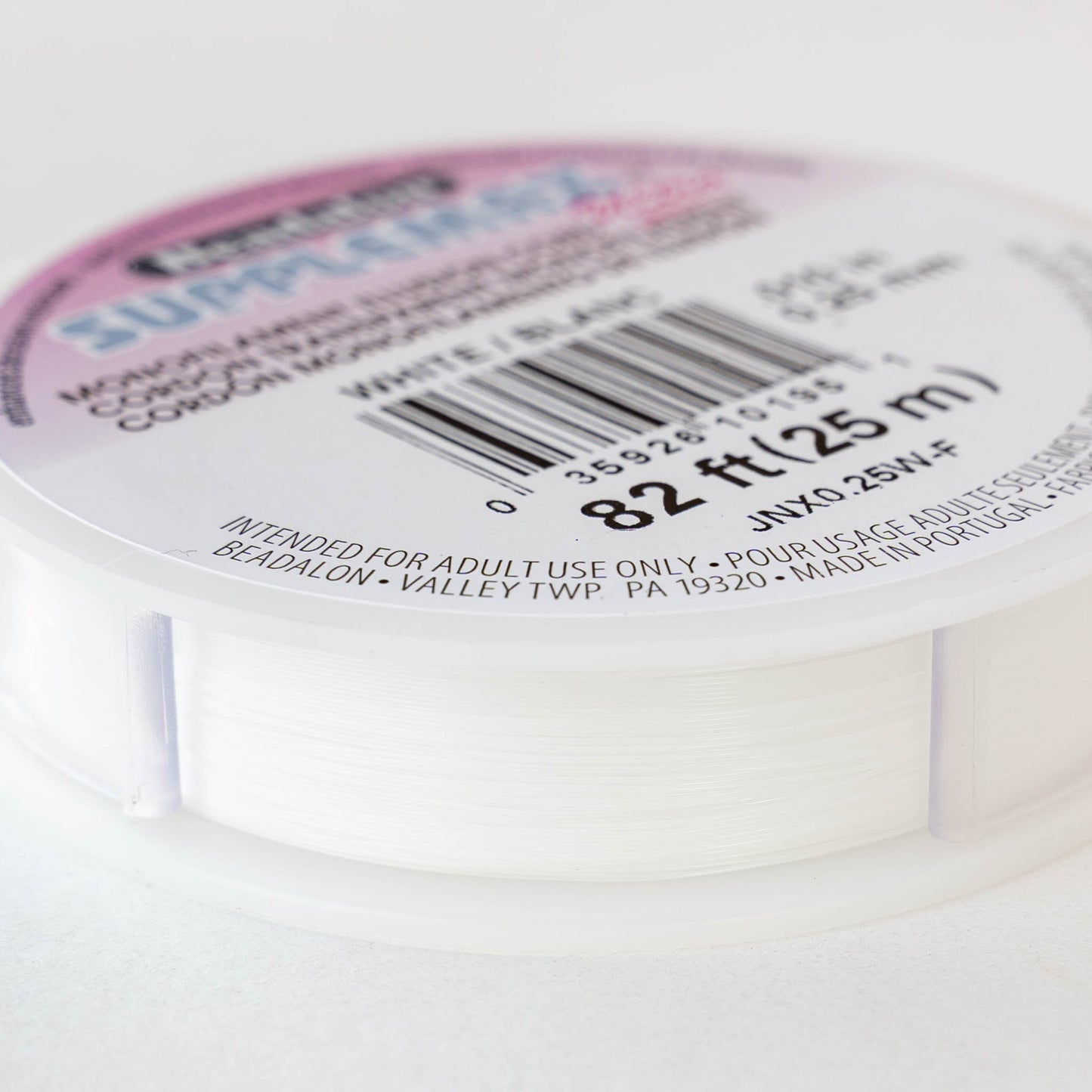 Beadalon Supplemax Ultra Illusion Cord - White - .25mm - 82 ft