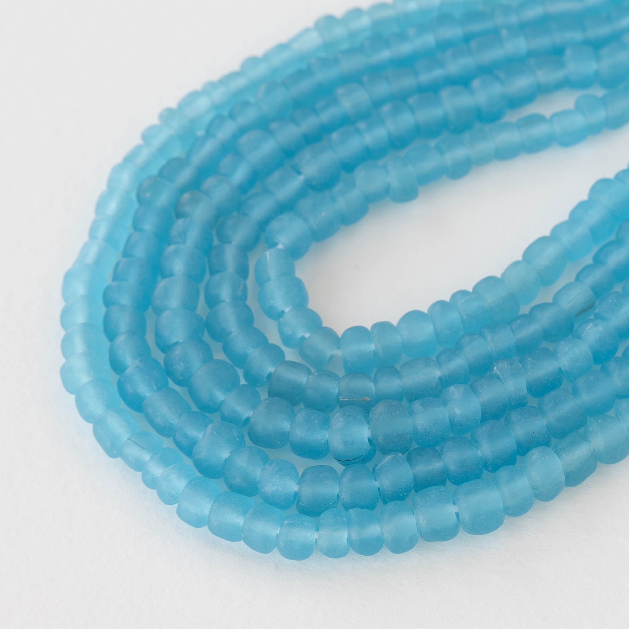 Glass Java Beads - Transparent Aqua - Whole or Half Strand ...