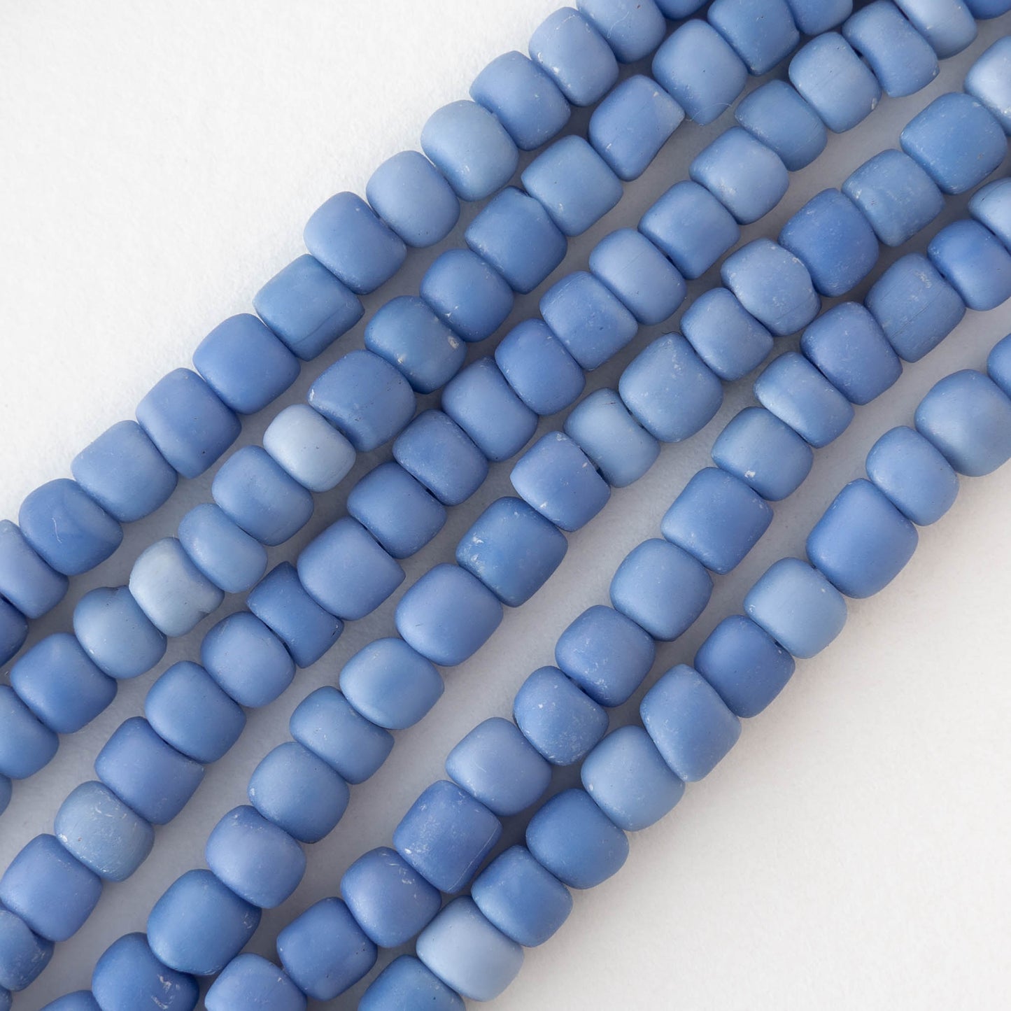 Glass Java Beads - Opaque Blue - Whole or Half Strand