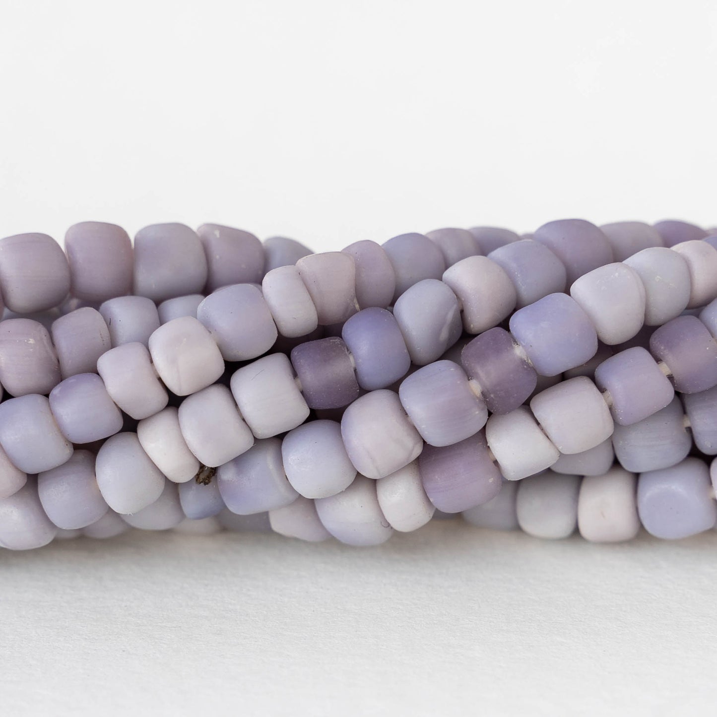 Glass Java Beads - Opaque Lavender - Whole or Half Strand