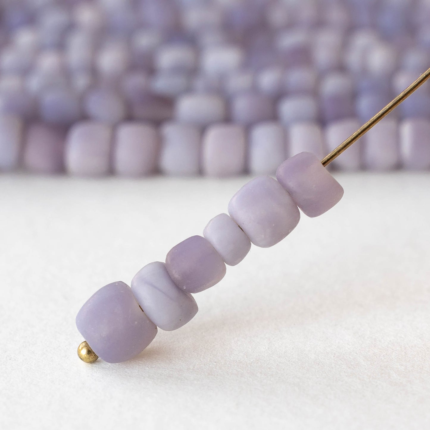 Glass Java Beads - Opaque Lavender - Whole or Half Strand