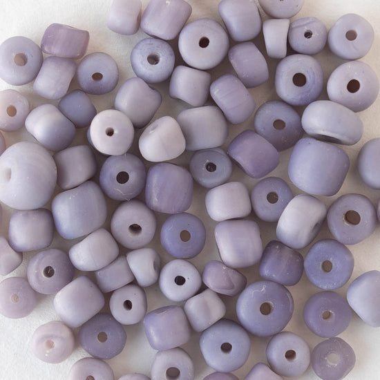 Glass Java Beads - Opaque Lavender - Whole or Half Strand