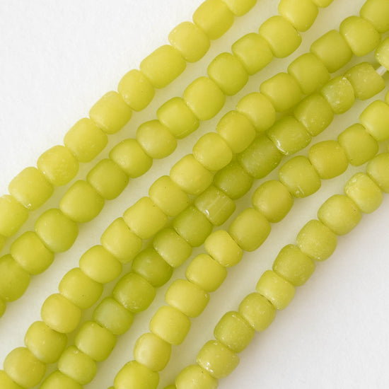 Glass Java Beads - Opaque Light Green - Whole or Half Strand