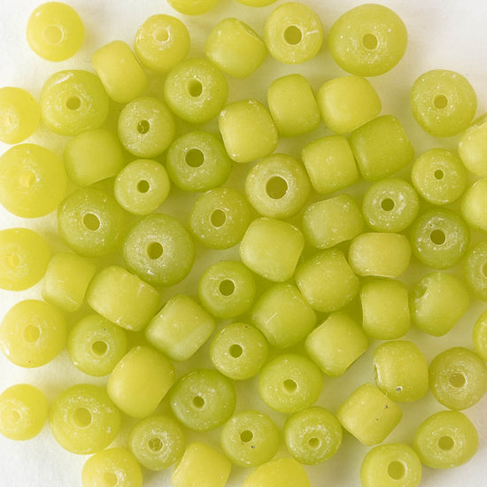 Glass Java Beads - Opaque Light Green - Whole or Half Strand