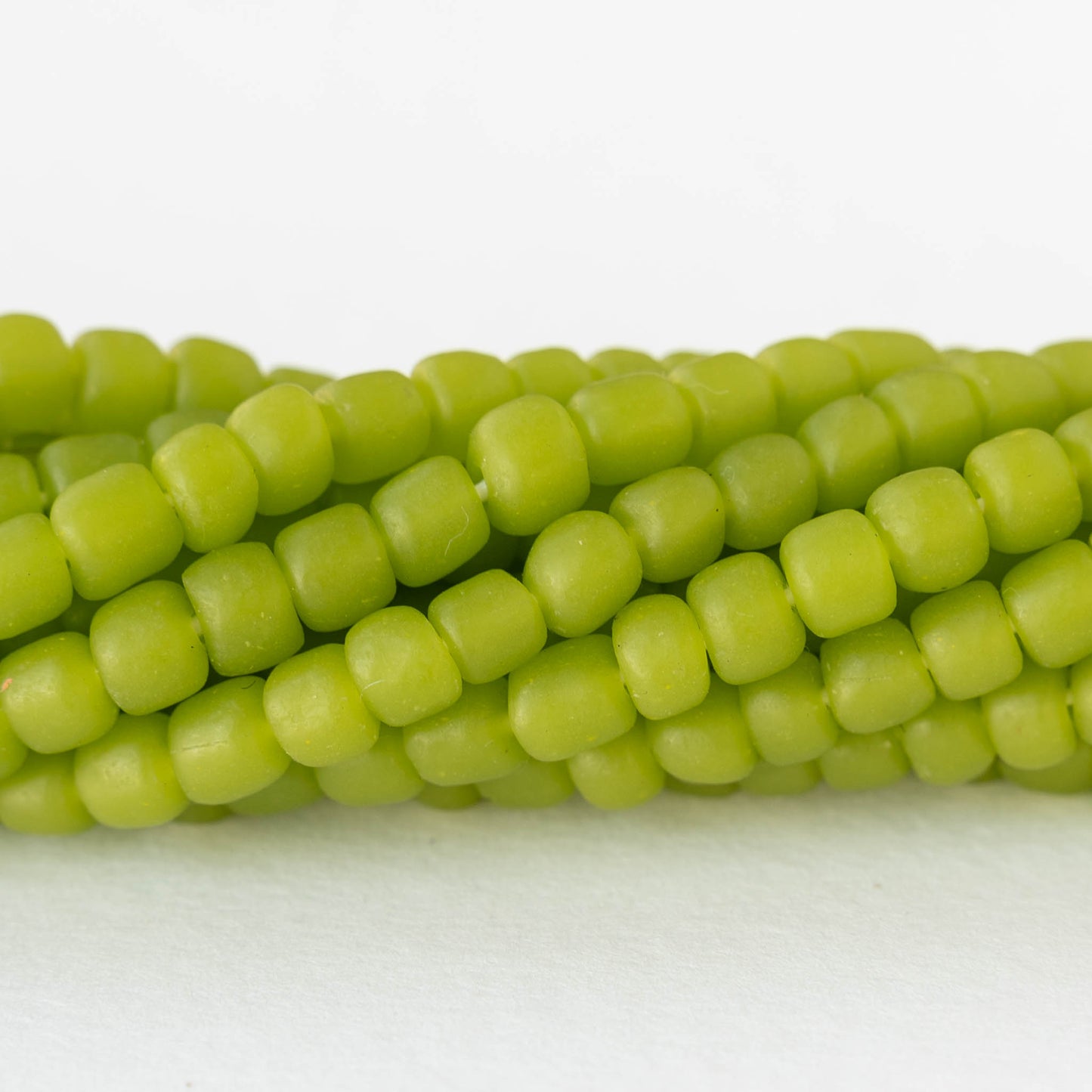 Glass Java Beads - Opaque Green - Whole or Half Strand