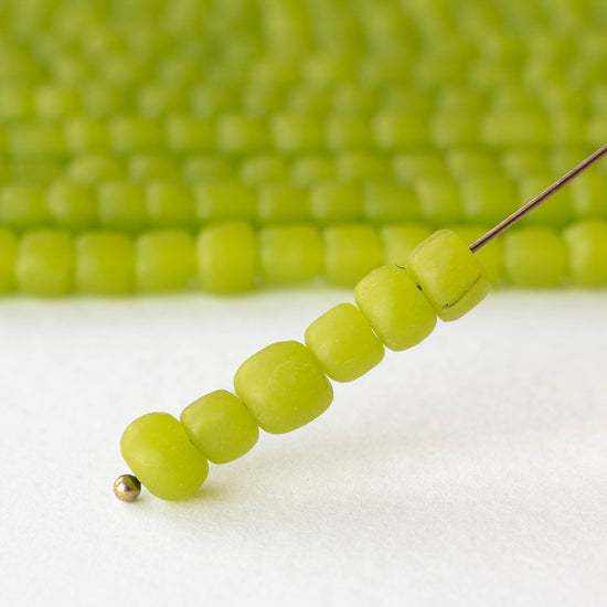 Glass Java Beads - Opaque Green - Whole or Half Strand