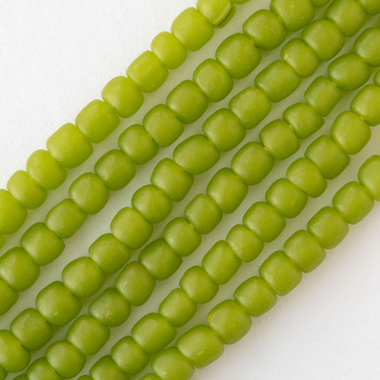 Glass Java Beads - Opaque Green - Whole or Half Strand