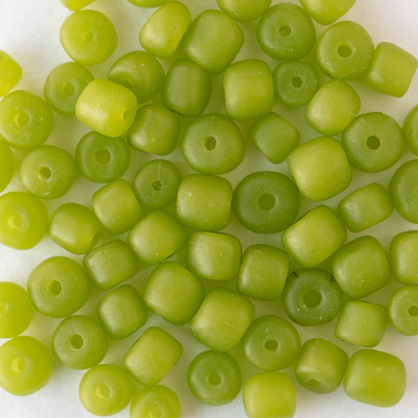 Glass Java Beads - Opaque Green - Whole or Half Strand