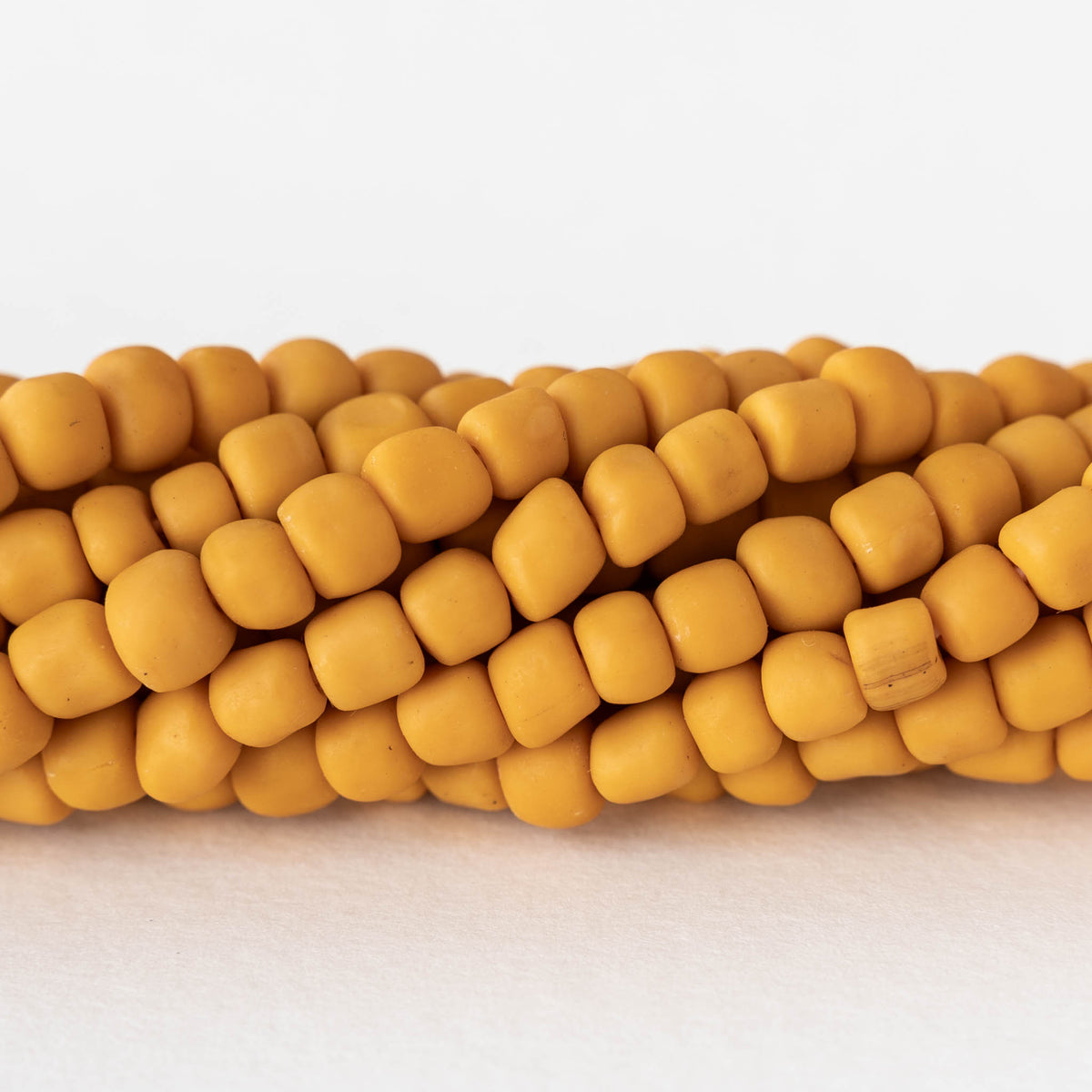 Glass Java Beads - Opaque Ochre - Whole or Half Strand – funkyprettybeads