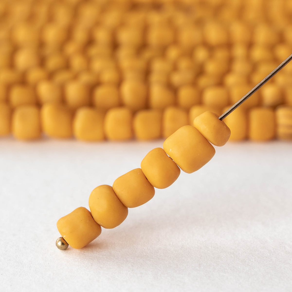 Glass Java Beads - Opaque Ochre - Whole or Half Strand – funkyprettybeads