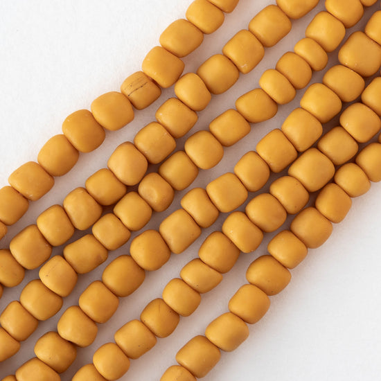 Glass Java Beads - Opaque Ochre - Whole or Half Strand