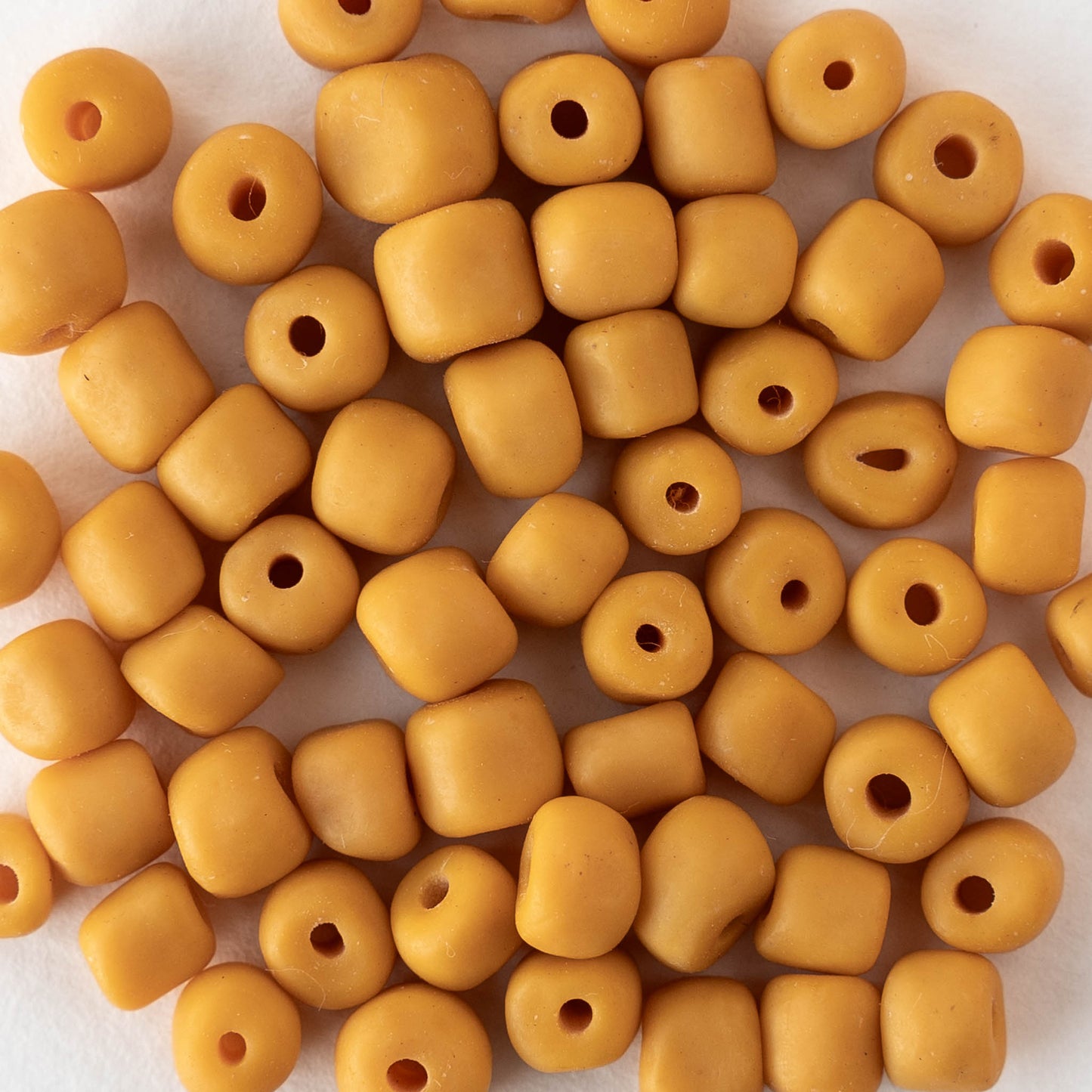 Glass Java Beads - Opaque Ochre - Whole or Half Strand