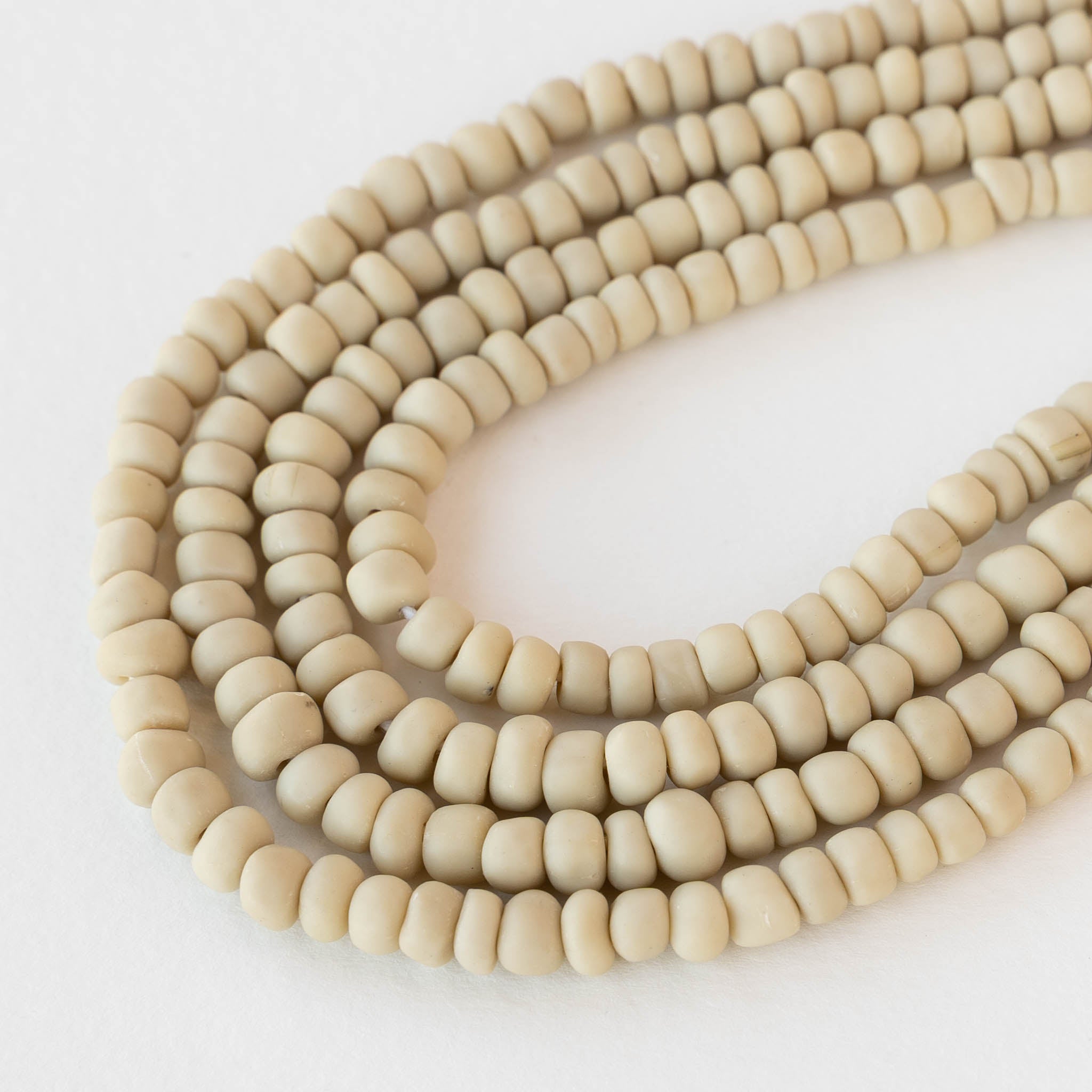 Glass Java Beads - Opaque Ivory - Whole or Half Strand – funkyprettybeads