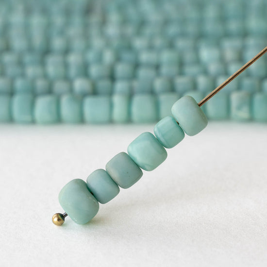 Glass Java Beads - Opaque Turquoise - Whole or Half Strand