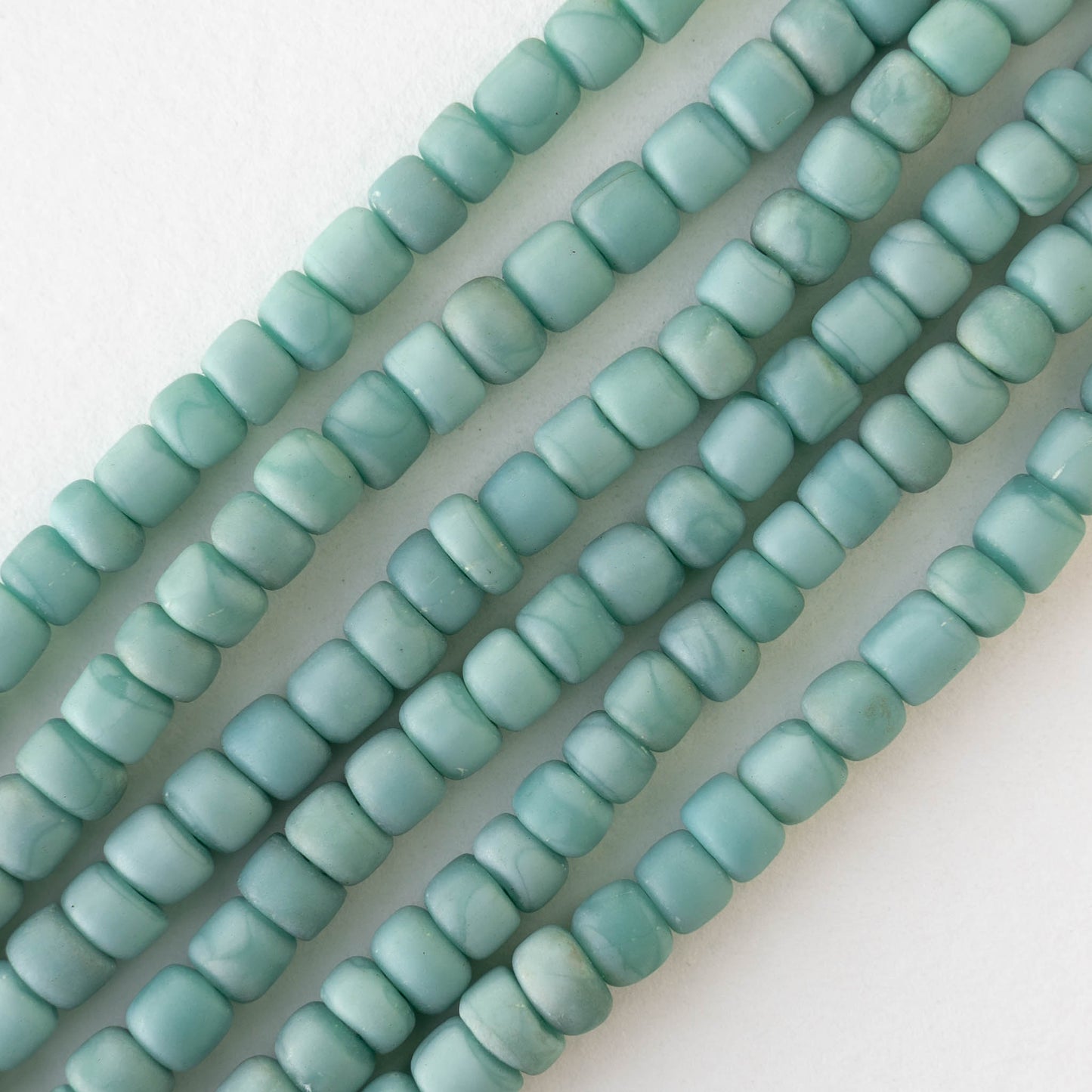 Glass Java Beads - Opaque Turquoise - Whole or Half Strand