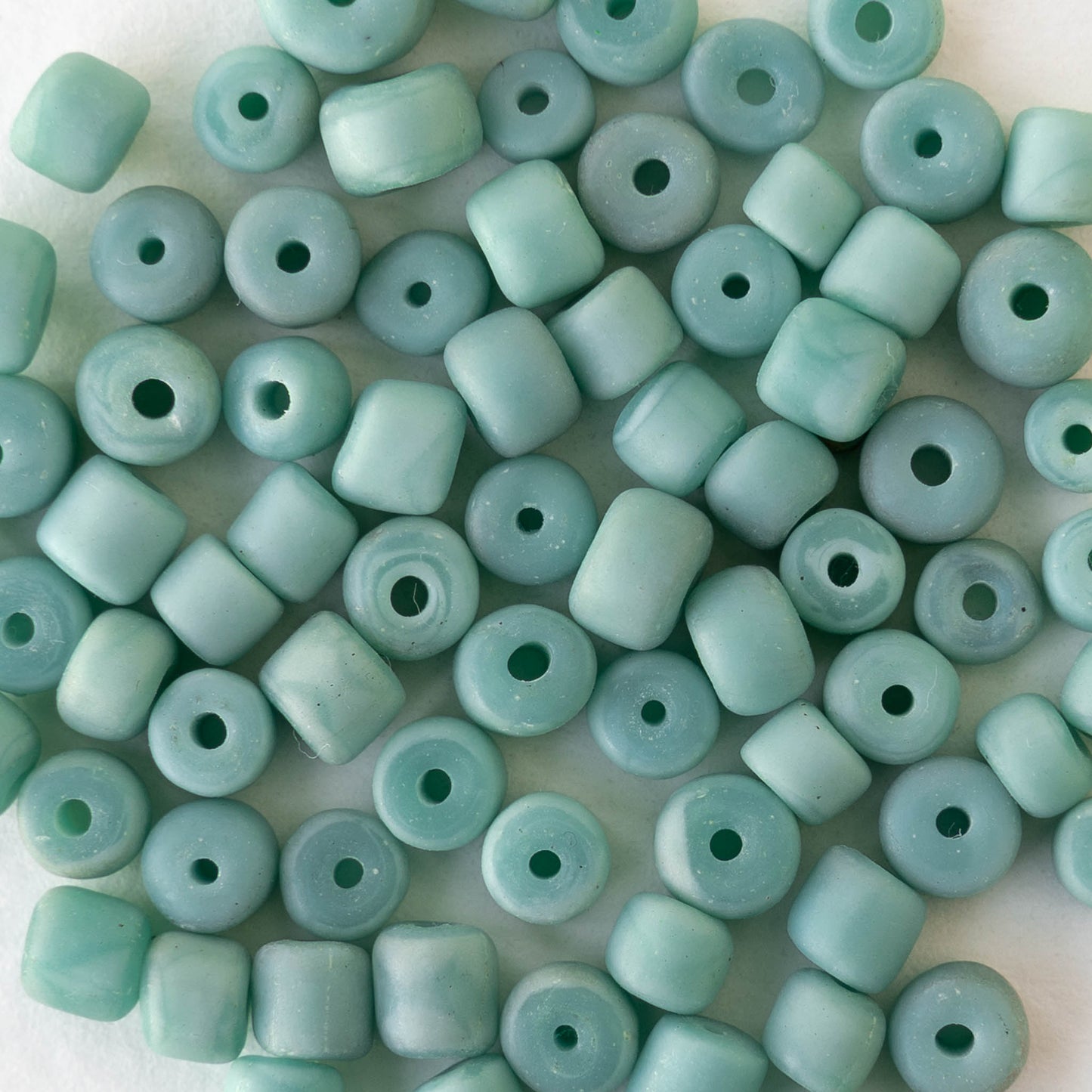 Glass Java Beads - Opaque Turquoise - Whole or Half Strand