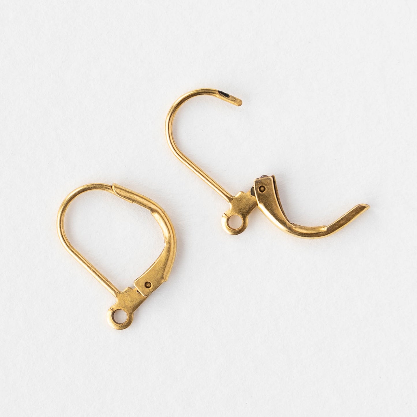 14mm Leverback Ear Wires - Antique Gold - 1 or 6 pair